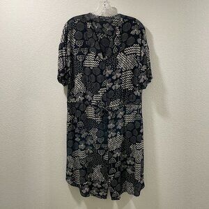 NEW GUDRUN SJODEN "VIOLA" Button Down Shirt Dress, Lagenlook, Black & White - L